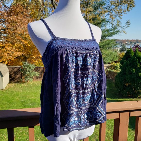 Cami Navy Blue Floral CRIMSON IN GRACE Sz M - Picture 6 of 9